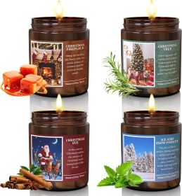 Christmas Scenes Candle Set Gifts- Perfect for Home Decor Holiday Scented Candles, 4 Pack Soy Candles for Men and Women
