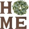 Farmhouse Wall Home Sign with Artificial Eucalyptus for O Rustic Wooden Hanging Letters Decorative Wall Art Decor for Living Room Kitchen Entryway Hou