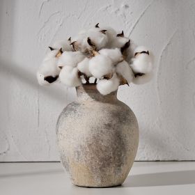 Ceramic Decorative Flower Vase | 6 Inch Pottery Rustic Farmhouse | Boho | Whitewashed Terracotta Vase for Home Decor, Table, Living Room, Bathroom