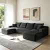 134" Cloud Sectional Sofa with U-Shape Chaise and Side Pockets and Cup holder , Modern Modular Design, Deep Seating