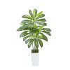 Artificial Dracaena Tree 5 ft, Fake Palm Tropical Plants with White Tall Planter, Faux Floor Silk Plant in Pot