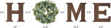 Farmhouse Wall Home Sign with Artificial Eucalyptus for O Rustic Wooden Hanging Letters Decorative Wall Art Decor for Living Room Kitchen Entryway Hou