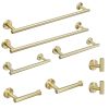 8-Pieces Brushed Nickel Gold Bathroom Accessories Set, Stainless Steel Bathroom Hardware Set, Bath Towel Bar Set