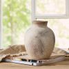 Ceramic Decorative Flower Vase | 6 Inch Pottery Rustic Farmhouse | Boho | Whitewashed Terracotta Vase for Home Decor, Table, Living Room, Bathroom