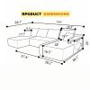 134" Cloud Sectional Sofa with U-Shape Chaise and Side Pockets and Cup holder , Modern Modular Design, Deep Seating