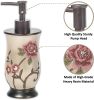 Home 4pc Larrisa Floral Bathroom Accessories Sets Modern Classic Flower Soap Dispenser, Tumbler