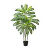 Artificial Dracaena Tree 5 ft, Fake Palm Tropical Plants with White Tall Planter, Faux Floor Silk Plant in Pot