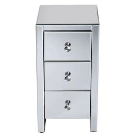 Mirrored Glass Bedside Table With Three Drawers Size S (Option: Defaulttitle)