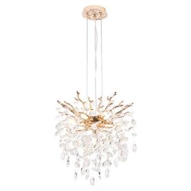 Modern Tree Branch Crystal Chandelier Luxury Gold Crystal Pendant Lighting 18in Contemporary 7-Light Chandeliers For Dining Room Kitchen Bedroom (Option: Default)