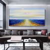 Hand-painted landscape ocean abstract seascape with sunset scenery fashion texture oil painting texture for home living room