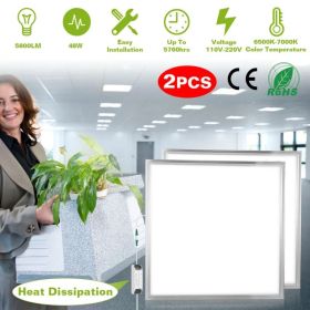 2 PCS 48W 2FT LED Panel Light 5800LM 7000K Ceiling Lighting 150W Equivalent LED Troffer Recessed Edge-Lit (Option: Defaulttitle)